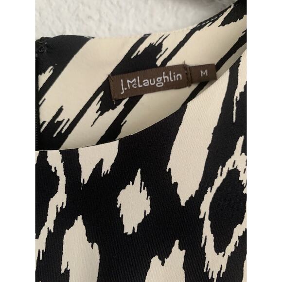 J. McLaughlin Catalina Cloth Black‎ Ivory Ikat Sheath Dress Size M - Picture 6 of 11